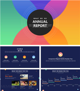 撞色搭配年度报告总结PPT模板